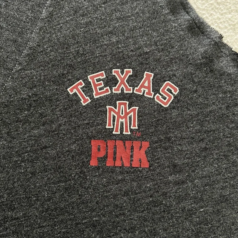 PINK Victoria's Secret 5th & Ocean Texas A&M Univ. Aggies Gray Cutout Tank Top S
